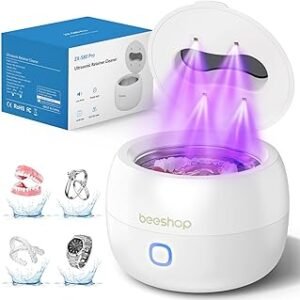 Ultrasonic Retainer Cleaner, 45kHz Retainer Cleaner Machine with 3 Modes, 200ML Dental Cleaning Pod for Dentures, Mouth Guards, Aligner, Night Guard, Braces, Jewelry (White)