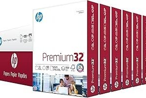HP Printer Paper | 8.5 x 11 Paper | Premium 32 lb | 6 Pack - 3000 Sheets | 100 Bright | Made in USA - FSC Certified | 113100C