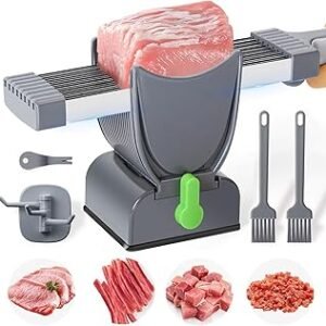 Fresh Meat Slicer - Thickness Adjustable 2 or 4 mm 17 IN 1 Stainless Steel Manual Meat Slicer Set for Fresh Meat Slicing Shredding Food Cutter for Beef Pork Mutton Home Cooking BBQ Hot Pot