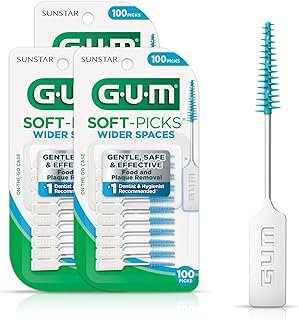 GUM Soft-Picks Wide Space, Easy to Use Dental Picks for Teeth Cleaning and Gum Health, with Convenient Carry Case, Dentist Recommended Dental Picks, 100 Count (Pack of 3)