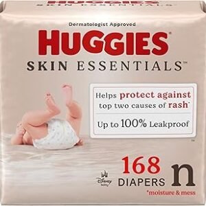 Huggies Size Newborn Diapers, Skin Essentials Baby Diapers, Size Newborn (6-9 lbs), 168 Count