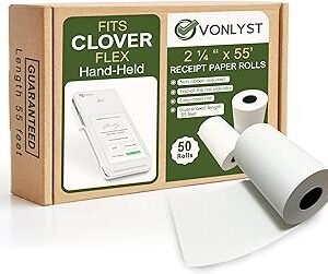Thermal Paper Roll for Clover Flex Receipt Paper 2 1/4 x 55 (50 rolls)