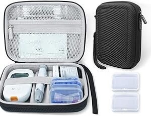 Diabetic Supplies Travel Case, Carrying Case for Diabetes Blood Glucose Meter, Portable Diabetes Testing Kit Storage Organizer Bag for Blood Sugar Test Strips, Lancets, Lancing Device
