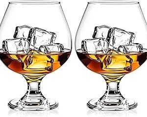 Cognac Glasses, Set of 2 Brandy Snifter Glasses, 11.5 Oz Short Wine Glass, Short Stem Wine Glass Set for Bourbon, Cognac, Brandy, Beer Tasting Drinking Cups (2 PCS)