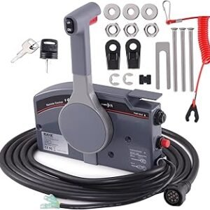 Rupse Outboard Remote Control Box Side Mount Push Open Outboard Motor,Boat Throttle Control For Yamaha With 10 Pin Cable 16.7Ft Harness OEM 703-48205