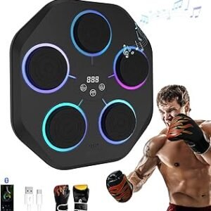 Music boxing machine, Wall mounted intelligent Bluetooth music boxing trainer with boxing gloves, Suitable for electronic boxing target training boxing equipment in homes, gyms, and other places.