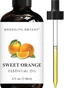 Brooklyn Botany Sweet Orange Essential Oil - Huge 4 Fl Oz - 100% Pure and Natural - Premium Grade with Dropper - for Aromatherapy and Diffuser