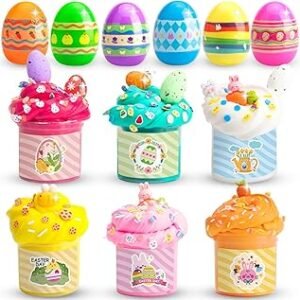 Prefilled Easter Slime Eggs with Butter Slime & Charms – Perfect for Kids Easter Party Favors,Egg Hunt, Basket Stuffers & Classroom Rewards