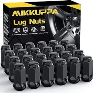MIKKUPPA M14x1.5 Lug Nuts, Replacement for Chevy Silverado Suburban 1500 Tahoe Colorado Traverse, Ford F-150 Ram 1500 Aftermarket Wheel, 24pcs Black Closed End Bulge Acorn Tire Lug Nuts