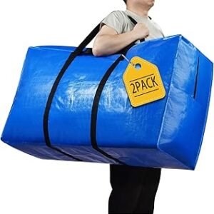 57 Gallon Extra Large Storage Bags, XXL Jumbo Large Moving Bags Heavy Duty, Storage Totes Moving Boxes Supplies for College, Foldable Duffle Bag for Travel, Christmas Tree Bag, 42x23x13.5inch - 2PACK