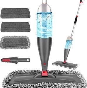 Spray Mop for Floor Cleaning with 3pcs Washable Pads - Wet Dry Microfiber Mop with 800 ml Refillable Bottle for Kitchen Wood Floor Hardwood Laminate Ceramic Tiles Floors Dust Cleaning