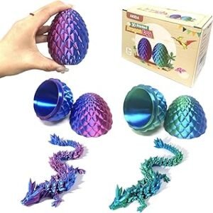 2 Packs Dragon Eggs with Dragon Inside, Dragon Egg Fidget Toy, 3D Dragon Eggs with Dragon Inside, Mystery Dragon Egg, 3D Printed Dragon Egg, Stocking Easter Basket Stuffers
