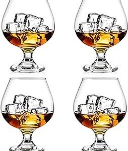 Cognac Glasses, Set of 4 Brandy Snifter Glasses, 11.5 Oz Short Wine Glass, Short Stem Wine Glass Set for Bourbon, Cognac, Brandy, Drinking Cups (4 PCS)