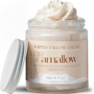 100% Grass Fed Beef Tallow for Skin Care - Face + Body - Whipped Moisturizer for Sensitive Skin - Natural Lotion, 4 FL. oz. (Unscented)