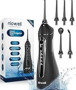 Nicwell Water Dental Flosser Teeth Pick - Cordless Portable 4 Modes Rechargeable Flossers Oral Irrigator IPX7 Waterproof Travel Gum Floss Cleaner Deep Cleaning Flossing Picks for Home Daily Shower