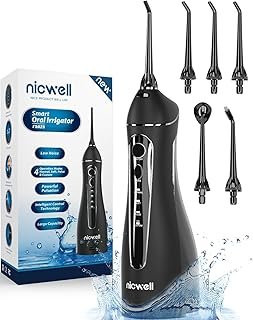 71lUZIKlpML._AC_UL320_.jpg Nicwell Water Dental Flosser Teeth Pick - Cordless Portable 4 Modes Rechargeable Flossers Oral Irrigator IPX7 Waterproof Travel Gum Floss Cleaner Deep Cleaning Flossing Picks for Home Daily Shower