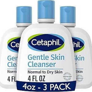 Cetaphil Face Wash, Hydrating Gentle Skin Cleanser for Dry to Normal Sensitive Skin, 4 oz 3 Pack, Fragrance Free, Soap Free and Non-Foaming