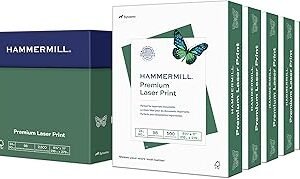 Hammermill Printer Paper, Premium Laser Print 24 lb, 8.5 x 11-5 Ream (2,500 Sheets) - 98 Bright, Made in the USA, 104640C