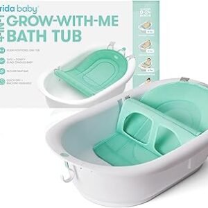 Frida Baby 4-in-1 Grow-with-Me Baby Bathtub, Baby Tub for Newborns to Toddler with Removable Bath Seat & Backrest for Bath Support in Tub