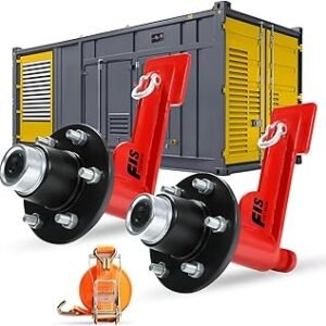 2 Pack Shipping Container Wheels 6-Lug Wheels Kit, Shipping Container Accessories, Heavy-Duty Shipping Container Axles with Heavy Duty Ratchet Tie Down-Moves 20ft - 40ft, Shipping Container