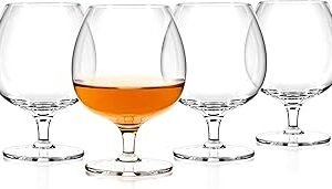Luxbe - Cognac & Brandy Crystal Small Glasses Snifter, Set of 4 - Handcrafted - 100% Lead-Free Crystal Glass - Great for Spirits Drinks - 12-ounce