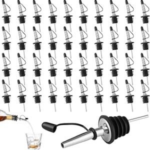 120 Pcs Liquor Bottle Pourers, Stainless Steel Liquor Pour Spouts, Wine Pourer with Dust Cap, Leak-proof Bottle Dispenser for Oil Beer Water Vinegar