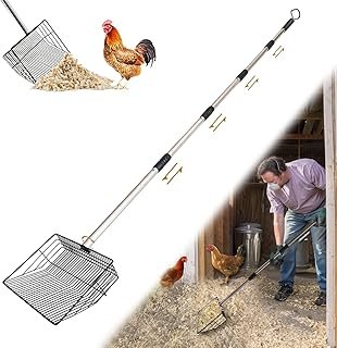 71sKpSGD3L._AC_UL320_.jpg 10" Large Multi-Purpose Chicken Poop Scooper,Poop Shovel for Chicken Coop Accessories, Coated Metal anti-rust design,22 to 68" Adjustable Stainless Steel Handle,Cleaning Tool for Dog Waste,Cat Litter