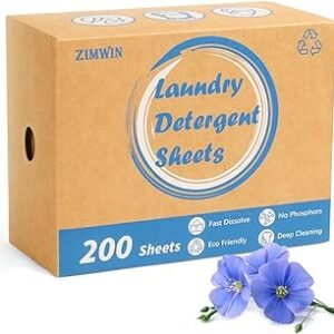 Laundry Detergent Sheets 200 Sheets, Fragrance-Free, Eco-Friendly, Plastic-Free, Hypoallergenic, Liquidless Washing Supplies for Dorm Travel Camping, 200 Loads