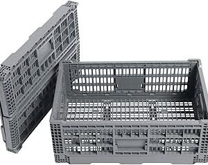 Collapsible Storage Bin/Containe， Transfer box,crate Transit storage of various items (Gray 23.6" L x 15.7" W x 8.6" H)