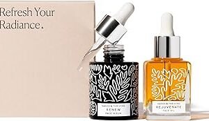 Naked & Thriving The Night Set | Renew Resurfacing Night Serum (30 mL) + Rejuvenate Restorative Face Oil (35 mL) with Hyaluronic Acid, Argan & Sea Buckthorn Oils and Fruit AHAs (Set of 2)