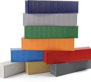 9pcs HO Scale Undecorated 40' (ft) Shipping Containers Pure Color Ribbed Side Container C8740 (Mix-Color)