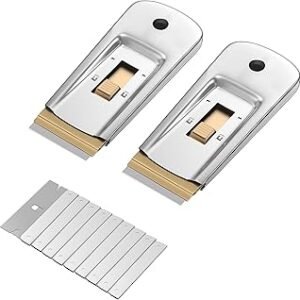 Bates- Metal Razor Blade Scraper, 2 Pack, 30 Extra Blades, Scraper for Cleaning, Glass Scraper, Razor Blade Scraper Tool, Razor Scraper Tool, Scraper Blades, Window Scraper with Razor Blade