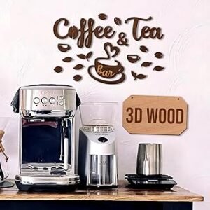 Coffee And Tea Bar Sign - Coffee And Tea Signs For Coffee Station Decor, Farmhouse Coffee Sign For Coffee Bar Decorations, Coffee Cup Wall Decor, Wooden Coffee Bar Letter Sign For Kitchen