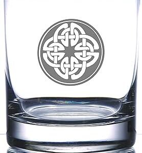 Irish Celtic Shield Knot Laser | Laser Etched Engraved Rocks Glass | 11 Ounce Whiskey Scotch Old Fashion Glass | Perfect Irish Celtic Glass