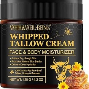 Beef Tallow for Skin, Beef Tallow and Honey Balm, Moisturizer for Face & Body Skin Care(1Pack)