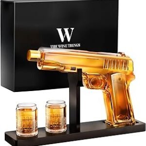 Gifts for Men Dad, Whiskey Decanter Set with 2 Glasses, Unique Gift for fathers day, Husband, Boyfriend, Brother, Anniversary Memorial Day Birthday Gift Ideas, Cool Drinking Accessories for Home Bar