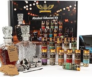 Alcohol Infusion Kit for Infusing Whiskey, Gin, Vodka, Tequila, Rum - DIY Your Own Flavored Spirits with Natural Ingredients - Anniversary, Birthday Gift for Men, Husband