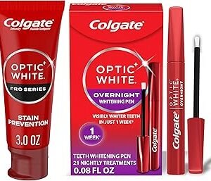 Optic White Overnight Teeth Whitening Pen and Whitening Toothpaste Kit, Includes 0.08 fl oz Teeth Whitener Pen with 21 Nightly Treatments Plus a 3.0 fl oz Enamel Safe Whitening Toothpaste