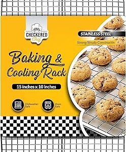Checkered Chef Cooling Rack for Cooking and Baking - 10" x 15" Stainless Steel, Oven Safe Grid Wire Cookie Cooling Racks