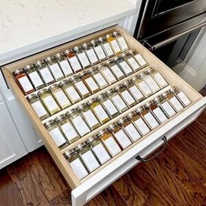 Clear Acrylic Spice Drawer Organizer, 4 Tier- 2 Set Expandable From 13" to 26" Drawer Seasoning Organizer, Kitchen Spice Rack Tray for Drawer/Countertop (Jars not included)