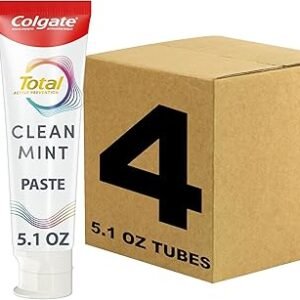 Colgate Total Clean Mint Toothpaste, 10 Benefits, No Trade-Offs, Freshens Breath, Whitens Teeth and Provides Sensitivity Relief, Clean Mint Flavor, 4 Pack, 5.1 Oz Tubes