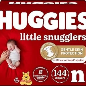 Huggies Newborn Diapers, Little Snugglers Newborn Diapers, Size Newborn (up to 10 lbs), 144 Count, White