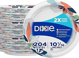 Dixie Large Paper Plates, 10 Inch, 86 Count, 2X Stronger*, Microwave-Safe, Soak-Proof, Cut Resistant, Disposable Plates For Everyday Breakfast, Lunch, & Dinner Meals