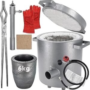 Propane Melting Furnace Kit,6kg(13LB) Smelting Furnace Kit with Crucibles & Tongs Kiln,Stainless Steel Smelter for Metal Scrap Recycle,Gold Copper Silver Aluminum Metal Casting Machine