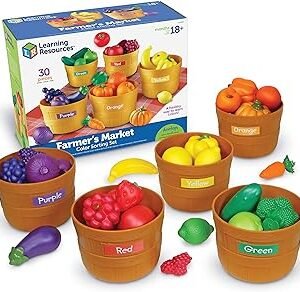 Learning Resources Farmer's Market Color Sorting Set - Play Food for Kids, Toddler Learning Toys, Grocery and Kitchen Play Toys