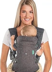 Infantino Flip Advanced 4-in-1 Baby Carrier - Ergonomic, Convertible, Face-in and Face-Out Front and Back Baby Carrier for Newborn to Toddler 8-32 lbs, Gray