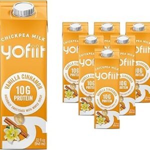 Yofiit Vanilla Cinnamon Plant Based Milk with Pea Protein and Flax - More Protein than Almond Milk - Non Dairy Coffee Creamer, Vegan & Shelf Stable | 10g Protein - 6 Pack