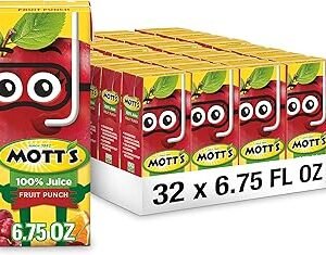 Mott's 100 Percent Fruit Punch Juice, 6.75 fl oz boxes, 32 Count (4 Packs of 8)