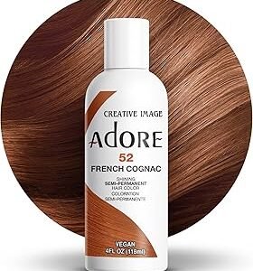 Adore Semi Permanent Hair Color - Vegan and Cruelty-Free Brown Hair Dye - 4 Fl Oz - 052 French Cognac (Pack of 1)