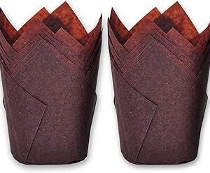 500 pcs Large size Brown Tulip Baking Cups 2-1/4"(Base diameter) x 4"(Wall height) Greaseproof paper baking cupcake Muffin liners